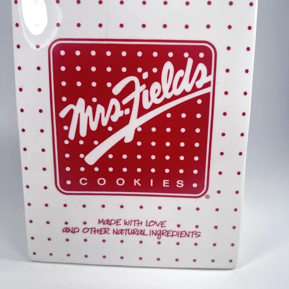 Vintage Mrs. Fields‎ Cookie Jar – White with Red Polka-Dots, Ceramic, Brand Logo